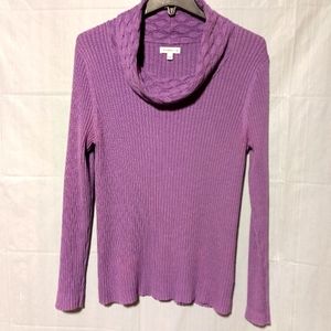 Croft & Barrow EUC Lavender Cowl Neck Sweater, Size Large, Super Soft